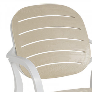 Scaun exterior Gentle plastic culoare alb, cappuccino - Img 2