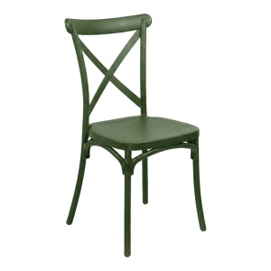 Scaun Grădină Crossie, Stivuibil, Polipropilenă, Verde Închis, 38x46.5x82 cm