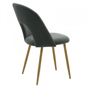 Scaun Jonah catifea gri inchis picioare culoare lemn natural 55x57x87cm - Img 2