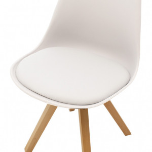 Scaun Model Caron, Alb/Natur, 48x55x80 cm - Img 6