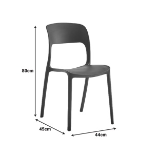 Scaun stivuibil Zanna, negru, 40x53x78 cm - Img 3