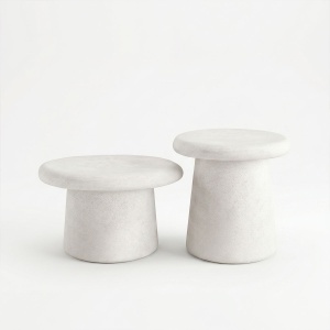 Set 2 măsuțe de cafea Herona, Alb, 50 × 50 × 48 cm / 60 × 60 × 40 cm - Img 2
