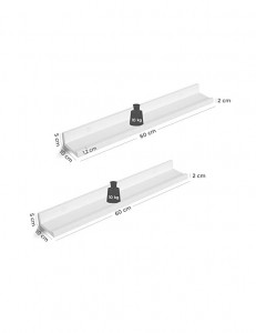 Set 2 Polițe suspendate Model Dakota, Alb, 60x10 cm - Img 5