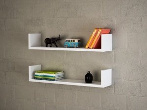 Set 2 rafturi Iris Alb 63x14.5x14.5 cm - Img 1