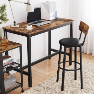Set 2 scaune de bar Model Daphne, Maro rustic/Negru, 40.1x44.2x100.5 cm - Img 5