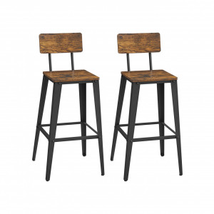 Set 2 scaune de bar Model Ellis, Maro rustic/Negru, 45.4x45.4x102.2 cm - Img 2