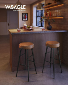 Set 2 scaune de bar Model Emberly, Coniac/Negru, 51.6x51.6x75 cm - Img 1