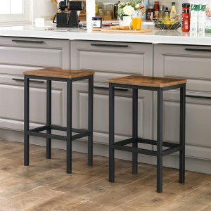 Set 2 scaune de bar Model Spencer, Maro rustic/ Negru, 40x30x65 cm - Img 2