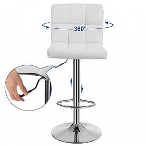Set 2 scaune de bar, Songmics, Alb, 38x44.5x(95-115) cm - Img 5