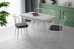 Set 2 scaune Model Star, Negru/Alb, 43x42x82 cm - Img 6