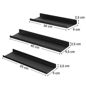 Set 3 etajere, Songmics, Negru, 40x11x2.5 cm - Img 5
