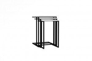 Set 3 Masute de Cafea Model Jayla, 40x40x60/38x34x56/38x28x52 cm, Alb - Img 3