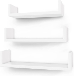 Set 3 Rafturi de perete, Vasagle, LWS40WT, Alb, 30/35/40 cm - Img 2