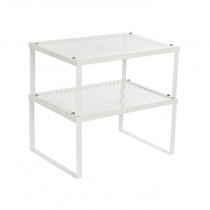 Set 4 organizatoare modulare pentru bucătărie, extensibile și suprapozabile, Metal, Alb, 32 × 22,9 × 15,4 cm