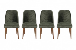 Set 4 scaune Model Dallas, Verde/Nuc, 50x49x90 cm - Img 4