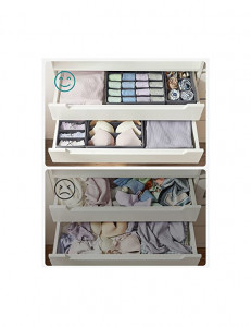 Set 8 organizatoare pentru sertare, Songmics, 32 x 10 x 32 cm, RUS08GY, Gri - Img 6