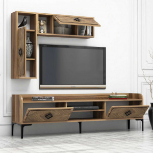 Set Comoda TV si Masuta de Cafea Model Calderon, 105x60x34.6 cm, Nuc - Img 6