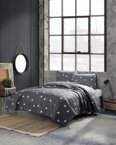 Set Cuvertura de pat 1 Persoana Model Üçgen Grey