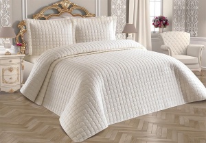 Set Cuvertura Pat Dublu Model Estiva Cream