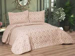 Set Cuvertura Pat Dublu Model Parolin Beige