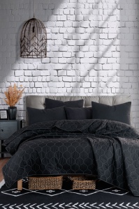 Set Cuvertura Pat Dublu Model Solid Black