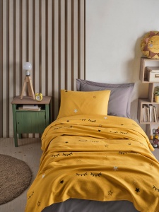 Set Cuvertura Pique pentru pat 1 Persoana Model Dide Yellow