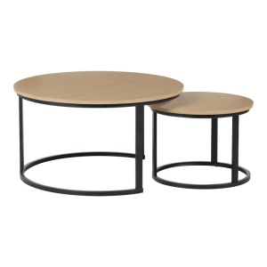 Set de 2 măsuțe de cafea Solme I, stejar/negru, 80x80x45 cm - Img 2