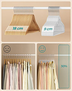 Set de 20 umerase de catifea, Songmics, Alb, 42.7×22×0.6 cm - Img 6