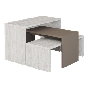 Set de 3 măsuțe de cafea Kantar, alb antic/mocha, 65x30x39 cm - Img 2