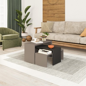 Set de 3 măsuțe de cafea Kantar, antracit/mocha, 65x30x39 cm