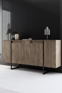 Set de mobilier pentru camera de zi Model Luxe, Nuc/Negru - Img 3