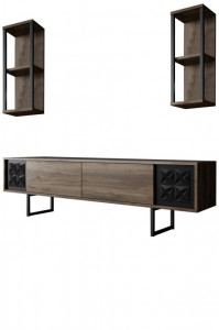 Set de mobilier pentru living Black, Nuc- Negru - Img 6