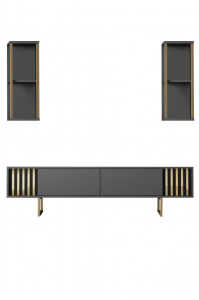 Set de mobilier pentru living Gold, Antracit- Auriu - Img 8