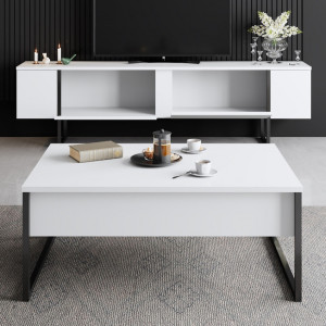 Set de mobilier pentru living Luxe, Alb Negru - Img 3