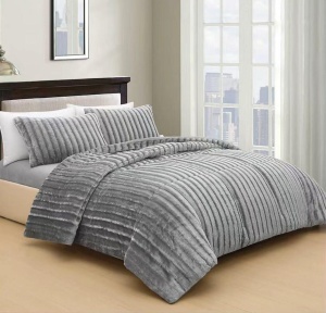 Set de pat Cocolino Veloura V1, 4 piese, pilotă de iarnă cu textură striată 3D, cearșaf cu elastic 180 × 200 cm