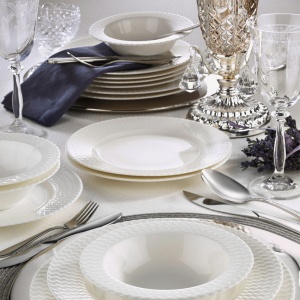 Set farfurii servire, 24 bucati Villa-Servisa Alb 22x22x2 cm - Img 3