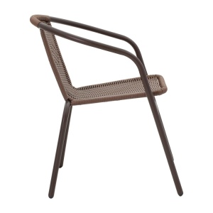Set masa de gradina si scaune, Model Obbi-Watson, culoare maro, metal si poliratan, 60x60x70 cm - Img 14