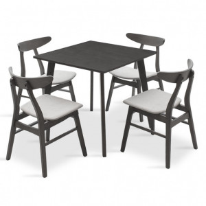Set Masa si Scaune Benson-Orlean 5 Piese Gri Rustic 80x80x75 cm - Img 1