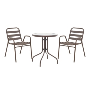 Set masă și scaune de exterior, 3 Piese, Model , Maro