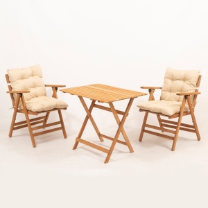 Set masa si scaune de gradina (3 piese) My025 Crem 60x74x80 cm - Img 2