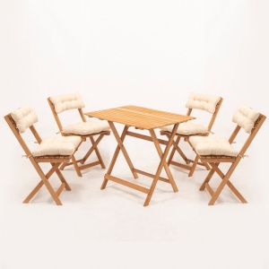 Set masa si scaune de gradina (5 piese) My004A Crem 80x60x72 cm - Img 2