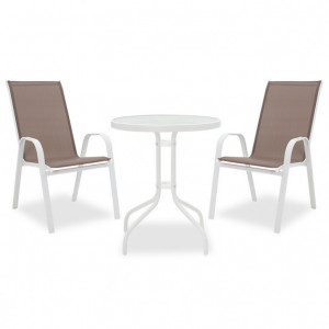 Set Masa si Scaune Gradina Calan-Watson 3 Piese Alb - Maro