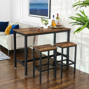 Set Masa si scaune Model Shane, 120x60x90 cm, Maro Rustic/Negru - Img 4