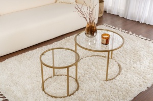 Set Masute de cafea Model Aurum 60, Auriu/Transparent - Img 3