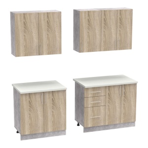 Set mobilă de bucătărie Festa V, stejar sonoma/gri deschis, 160x60x85 cm