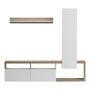Set mobilă living Leganto, stejar sonoma/alb, 220.5x35x197.5 cm - Img 4
