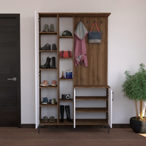 Set Mobilier Hol Melena, Nuc/Alb, PAL Melaminat, 120x37.5x199 cm - Img 2
