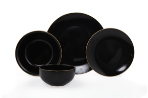 Set veselă din ceramică, 24 bucati Ravvine Negru 26x26x1 cm - Img 6