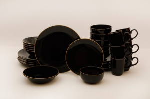 Set veselă din ceramică, 30 bucati Fiord Vienna Negru 26x26x1 cm - Img 6