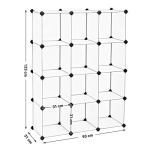 Sistem de depozitare modular, 12 cuburi Model Brianna, Alb, 93x31x123 cm - Img 5